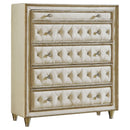 Antonella 5-drawer Upholstered Chest Ivory and Camel - Ace Furniture and Decor