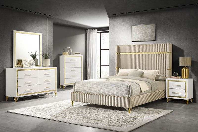 Lucia Eastern King & Queen Bed Beige & Grey - Ace Furniture and Decor