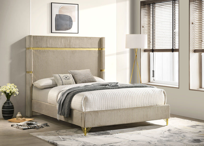 Lucia Eastern King & Queen Bed Beige & Grey - Ace Furniture and Decor
