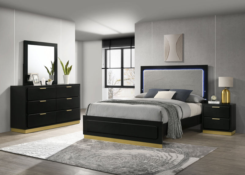 Caraway 4 Pc & Pc E.King, Cal.King, & Queen Bedroom Set Black & White - Ace Furniture and Decor