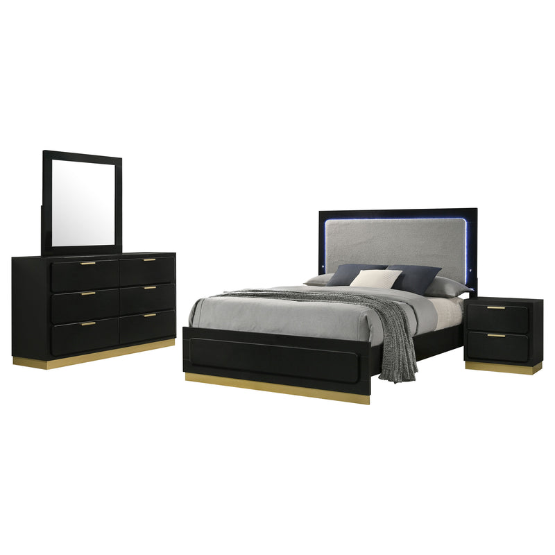 Caraway 4 Pc & Pc E.King, Cal.King, & Queen Bedroom Set Black & White - Ace Furniture and Decor