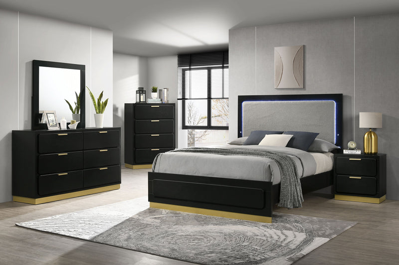 Caraway 4 Pc & Pc E.King, Cal.King, & Queen Bedroom Set Black & White - Ace Furniture and Decor
