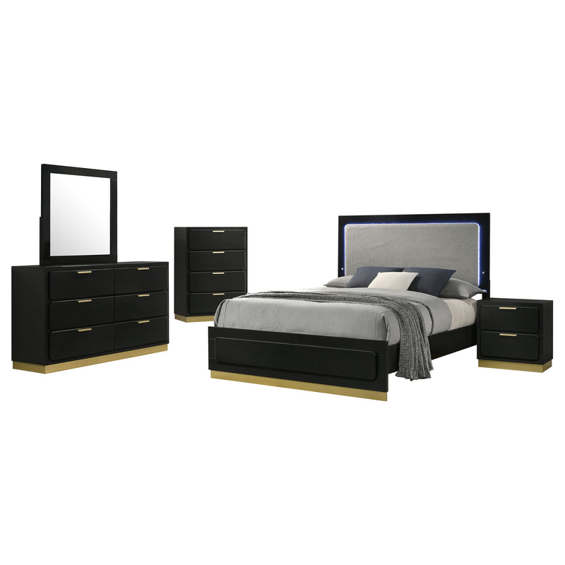 Caraway 4 Pc & Pc E.King, Cal.King, & Queen Bedroom Set Black & White - Ace Furniture and Decor