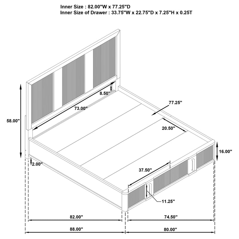 Terrace California King, E.King, & Queen Bed - Ace Furniture and Decor