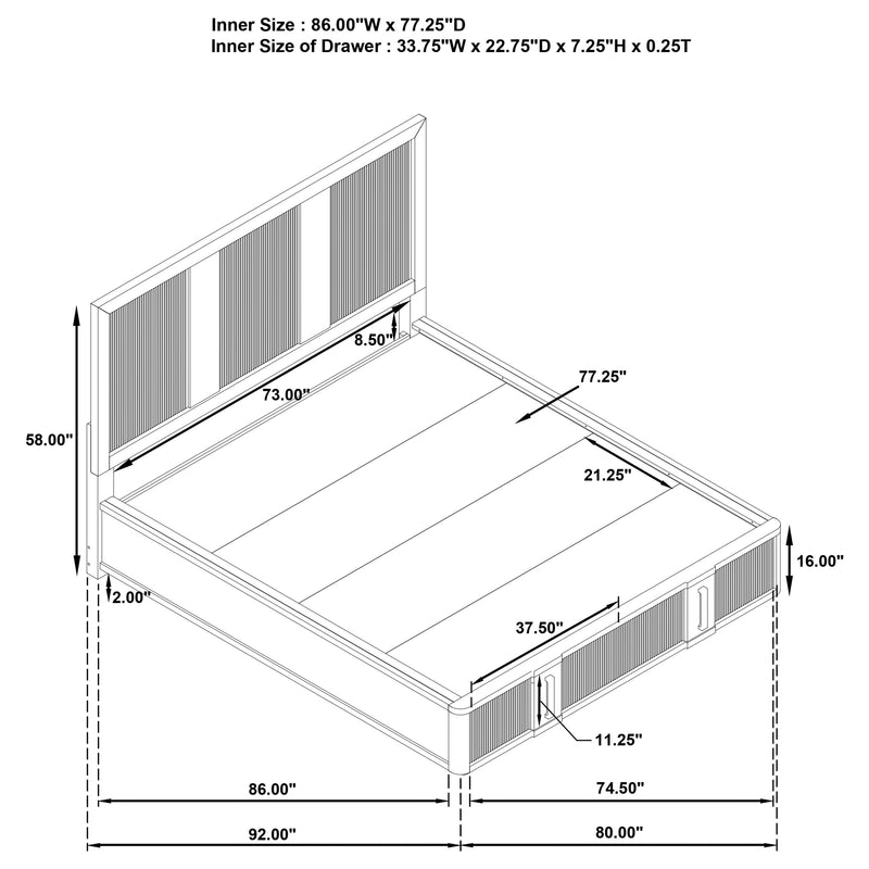 Terrace California King, E.King, & Queen Bed - Ace Furniture and Decor