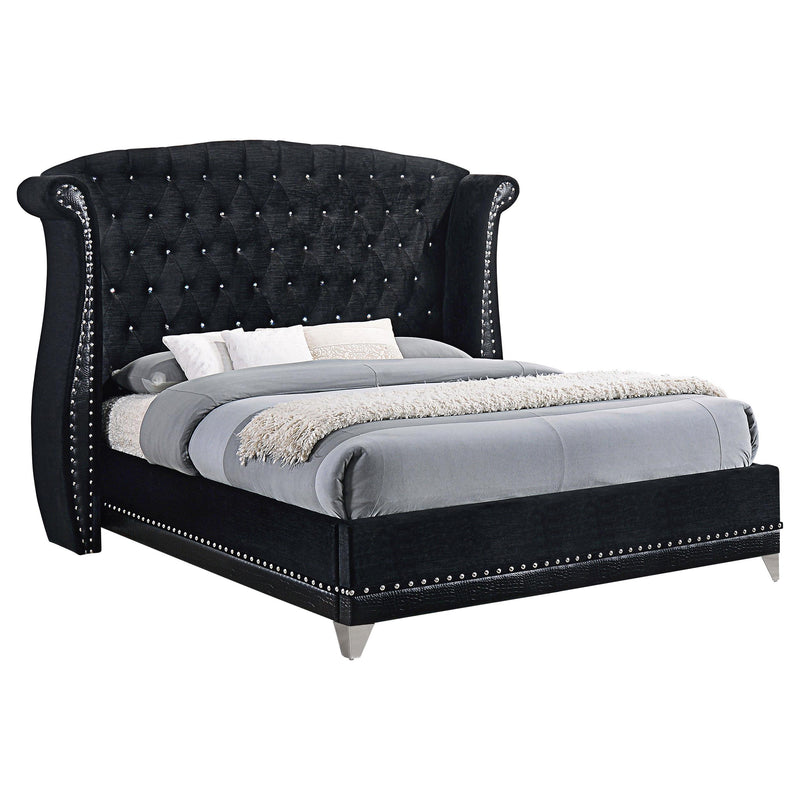 Barzini California King, E.King, & Queen Tufted Upholstered Bed Black - Ace Furniture and Decor