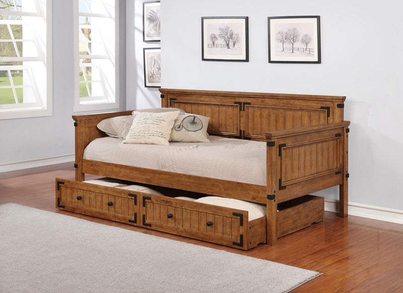 Oakdale Wood Twin Daybed with Trundle Rustic Honey - Ace Furniture and Decor