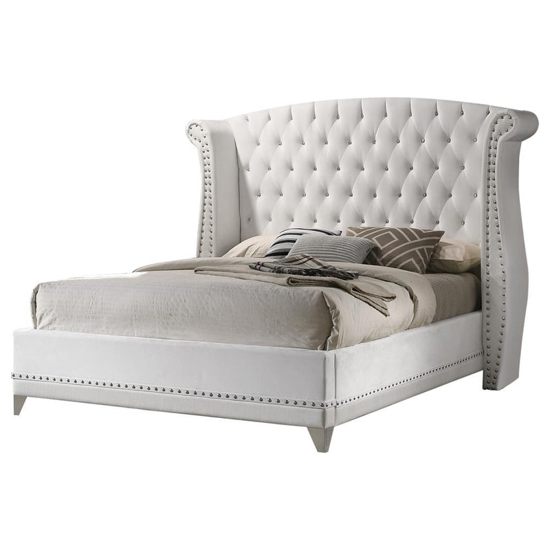Barzini California King, Eking, & Queen Wingback Tufted Bed White - Ace Furniture and Decor