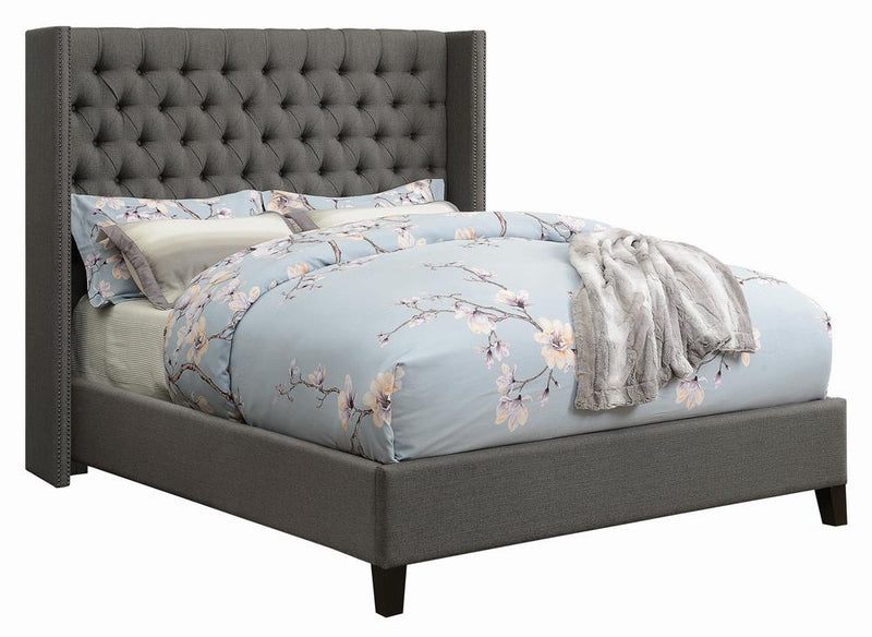 Bancroft Demi-wing Upholstered California King, E.King, Queen & Full Bed Grey - Ace Furniture and Decor