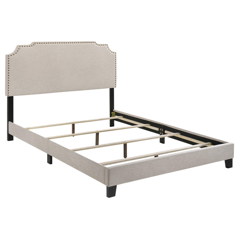Tamarac Upholstered Nailhead Full, Eastern King & Queen Bed Beige & Grey - Ace Furniture and Decor