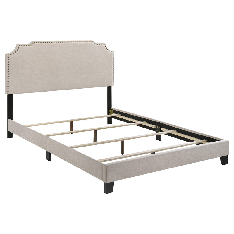 Tamarac Upholstered Nailhead Full, Eastern King & Queen Bed Beige & Grey - Ace Furniture and Decor