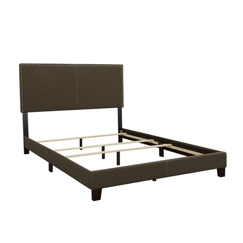 Boyd California King, King, & Queen Upholstered Bed with Nailhead Trim Charcoal & Grey - Ace Furniture and Decor