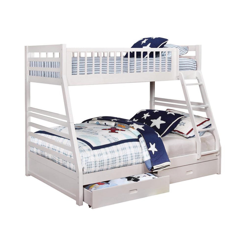 Ashton Twin Over Full 2-drawer Bunk Bed Cappuccino, White, Navy, Honey, & Brown - Ace Furniture and Decor
