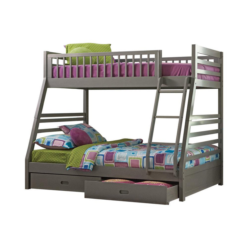 Ashton Twin Over Full 2-drawer Bunk Bed Cappuccino, White, Navy, Honey, & Brown - Ace Furniture and Decor