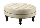 Elchin Round Upholstered Tufted Ottoman Oatmeal - Ace Furniture and Decor