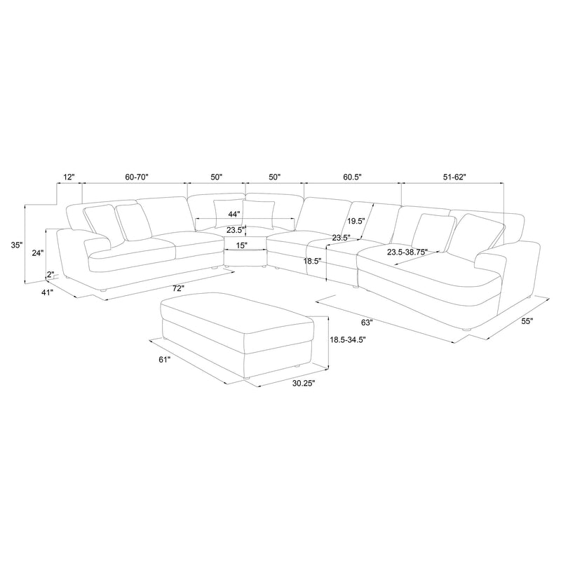 Emberson Upholstered Modular Sectional Sofa Ivory - Ace Furniture and Decor