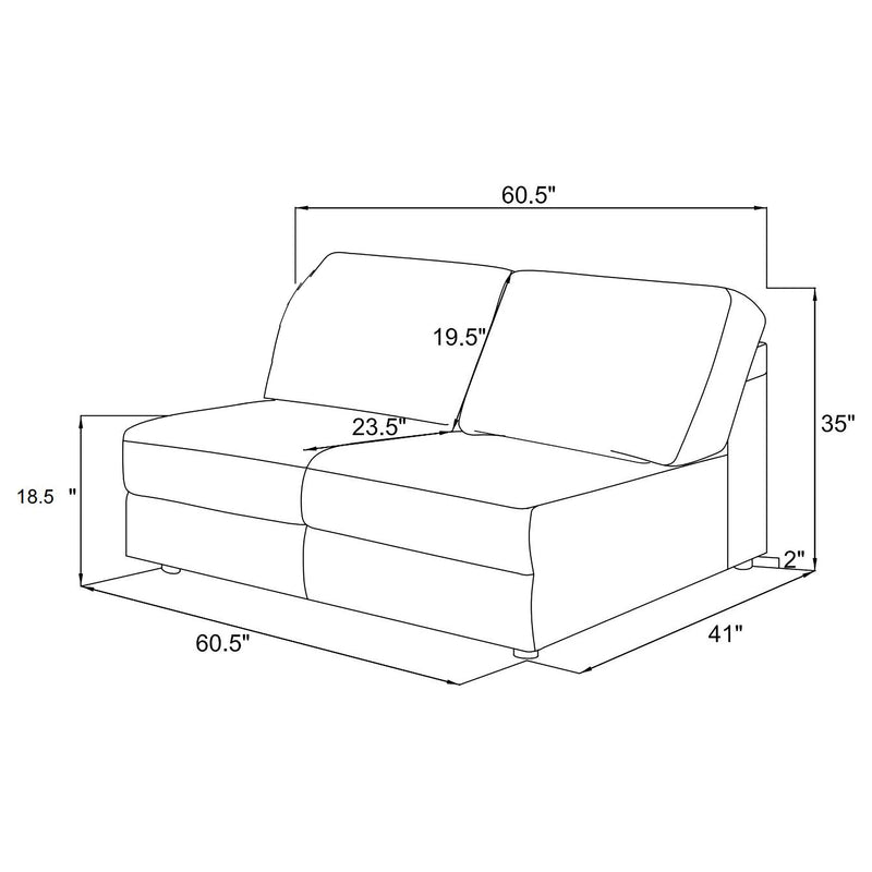 Emberson Upholstered Armless Loveseat Ivory - Ace Furniture and Decor