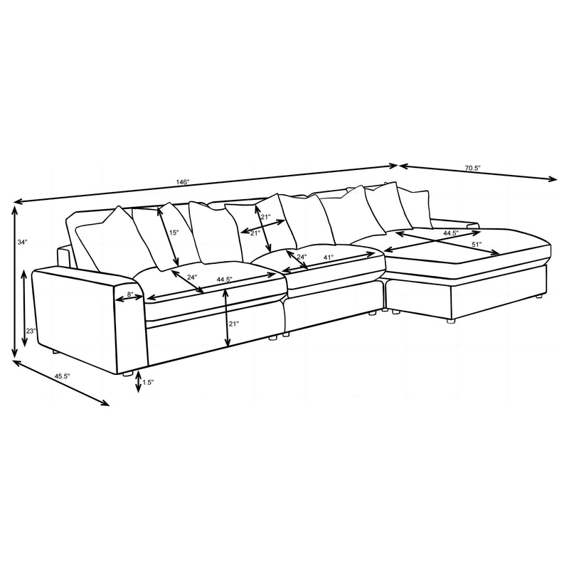 Blaine Upholstered Reversible Chaise Sectional Sofa - Ace Furniture and Decor