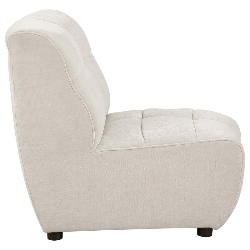 Charlotte Upholstered Curved Armless Chair Ivory - Ace Furniture and Decor