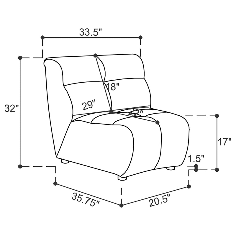 Charlotte Upholstered Curved Armless Chair Ivory - Ace Furniture and Decor