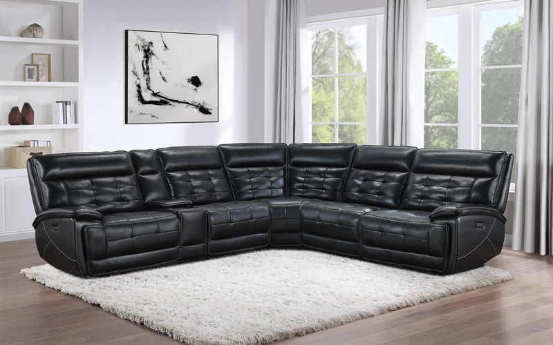Hewitt Leather Upholstered Power Reclining Sectional Black - Ace Furniture and Decor