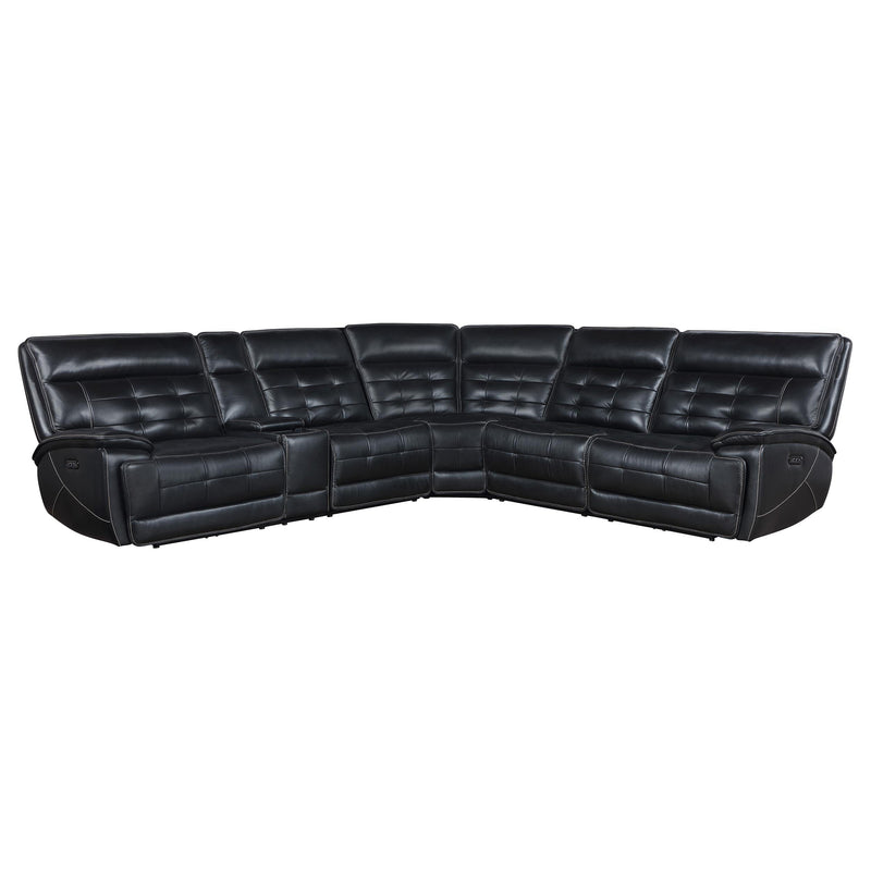 Hewitt Leather Upholstered Power Reclining Sectional Black - Ace Furniture and Decor
