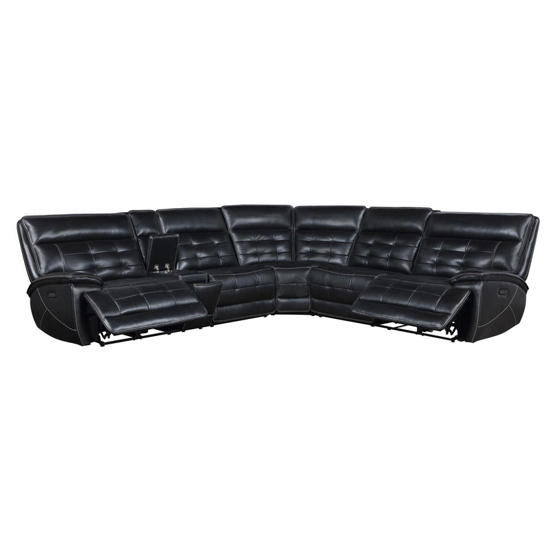 Hewitt Leather Upholstered Power Reclining Sectional Black - Ace Furniture and Decor