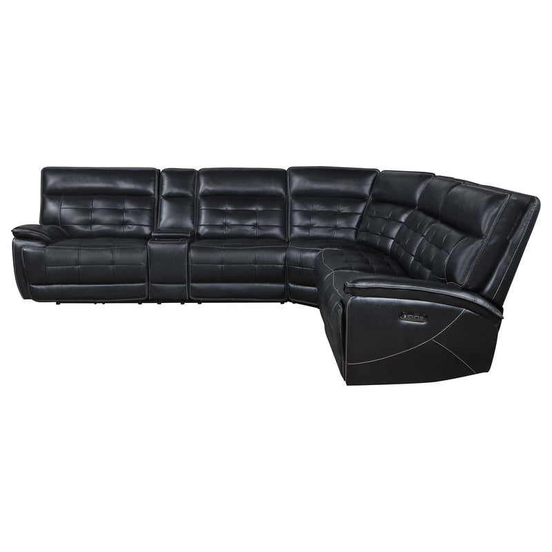Hewitt Leather Upholstered Power Reclining Sectional Black - Ace Furniture and Decor