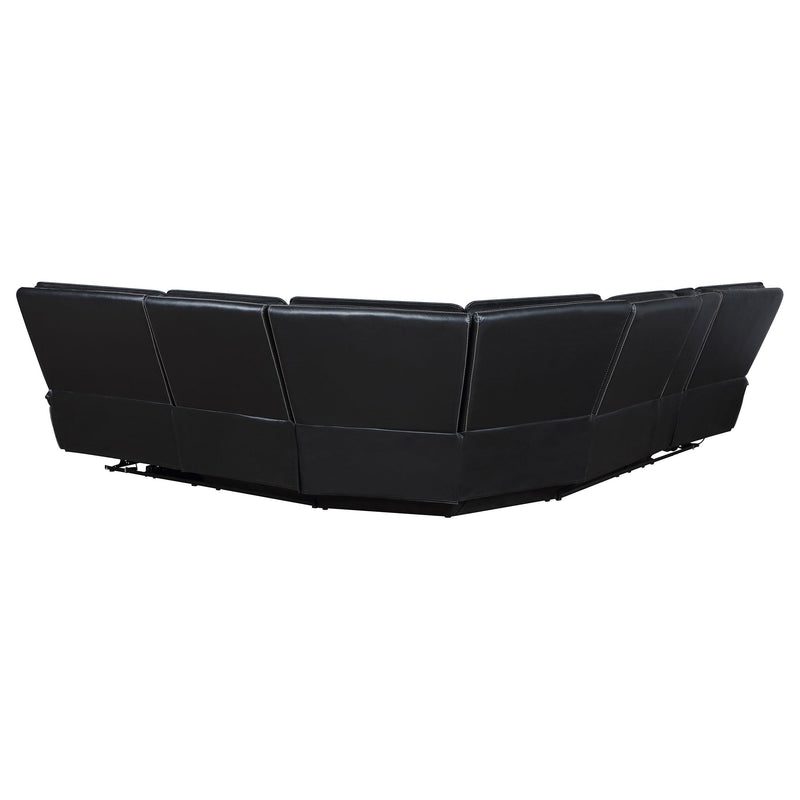 Hewitt Leather Upholstered Power Reclining Sectional Black - Ace Furniture and Decor
