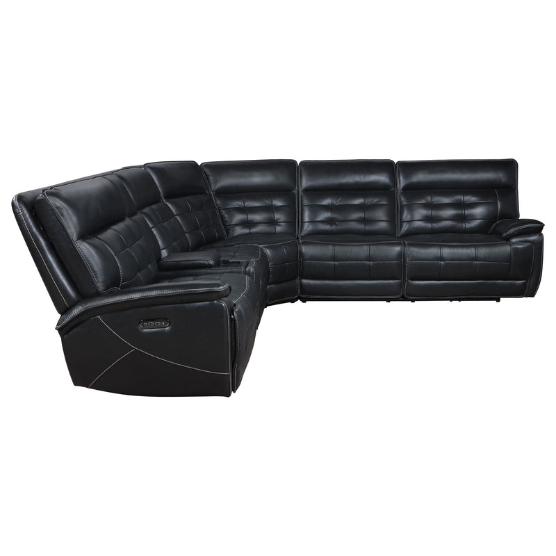 Hewitt Leather Upholstered Power Reclining Sectional Black - Ace Furniture and Decor