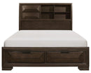 Chesky King Bookcase Bed with Footboard Storage in Warm Espresso 1753K-1EK*