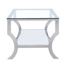 Saide Rectangular Coffee Table with Mirrored Shelf Chrome