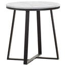 Hugo Metal Base Round End Table White and Matte Black - Ace Furniture and Decor