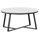 Hugo Round Coffee Table White and Matte Black - Ace Furniture and Decor