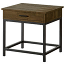 Byers Square 1-drawer End Table Brown Oak and Sandy Black - Ace Furniture and Decor
