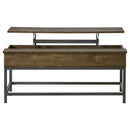 Byers Black Coffee Table with Hidden Storage Brown Oak and Sandy Black - Ace Furniture and Decor