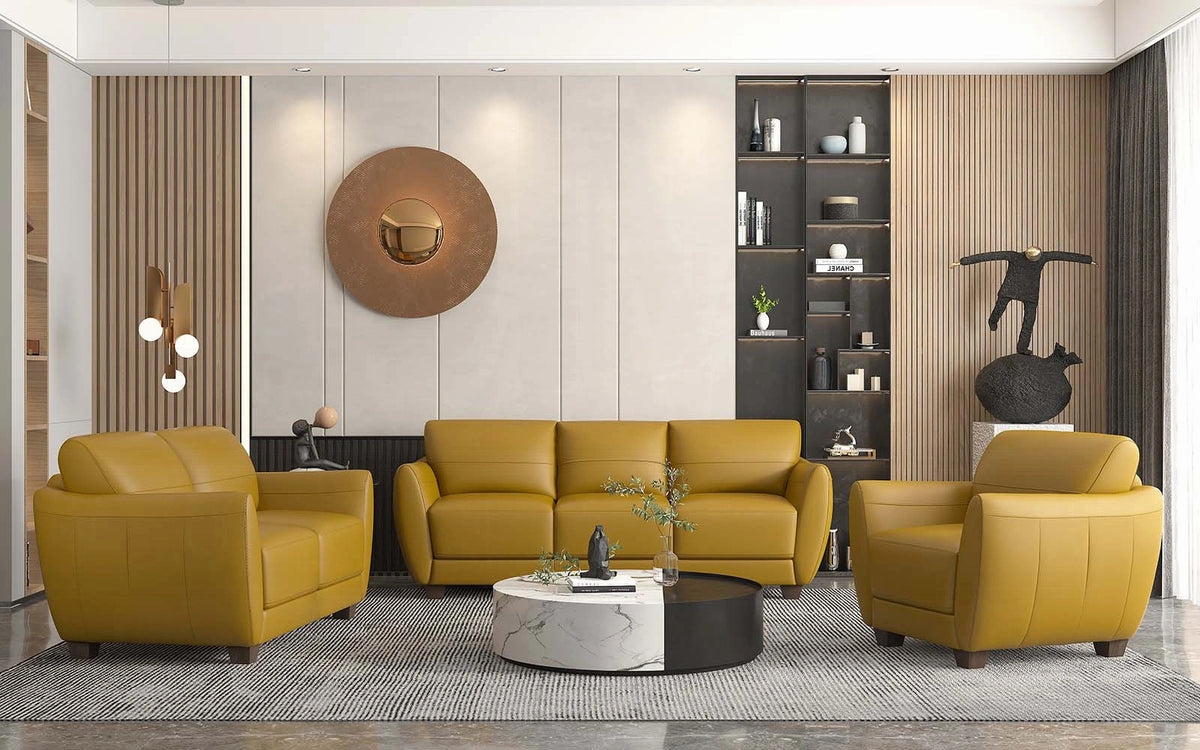Valeria Mustard Leather Sofa | Ace Furniture and Decor