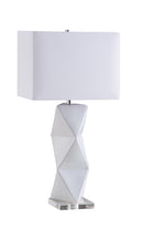 Camie Geometric Ceramic Base Table Lamp White - Ace Furniture and Decor