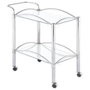 Shadix 2-tier Serving Cart with Glass Top Chrome and Clear - Ace Furniture and Decor