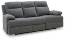 Side-Swipe Reclining Sofa with Drop Down Table