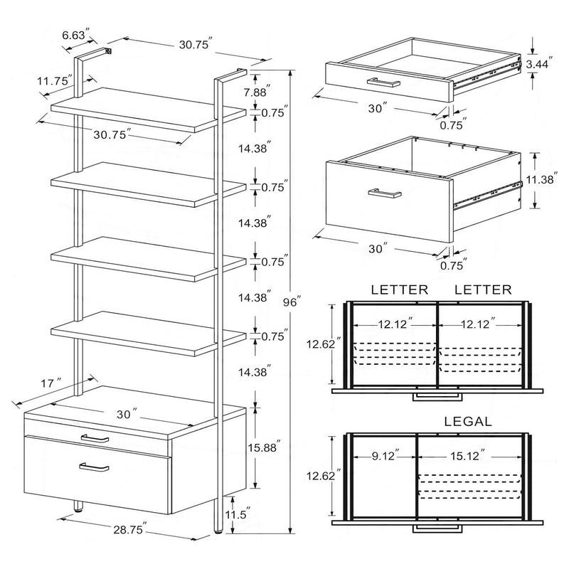 Owens 96-inch 4-shelf Storage Wall Bookshelf Walnut - Ace Furniture and Decor