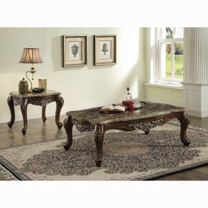 Latisha Marble & Antique Oak Coffee Table - Ace Furniture and Decor