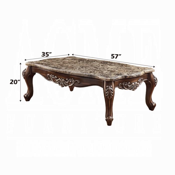 Latisha Marble & Antique Oak Coffee Table - Ace Furniture and Decor