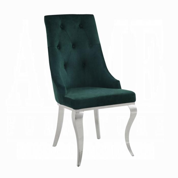 Dekel Green Fabric & Stainless Steel Side Chair - Ace Furniture and Decor