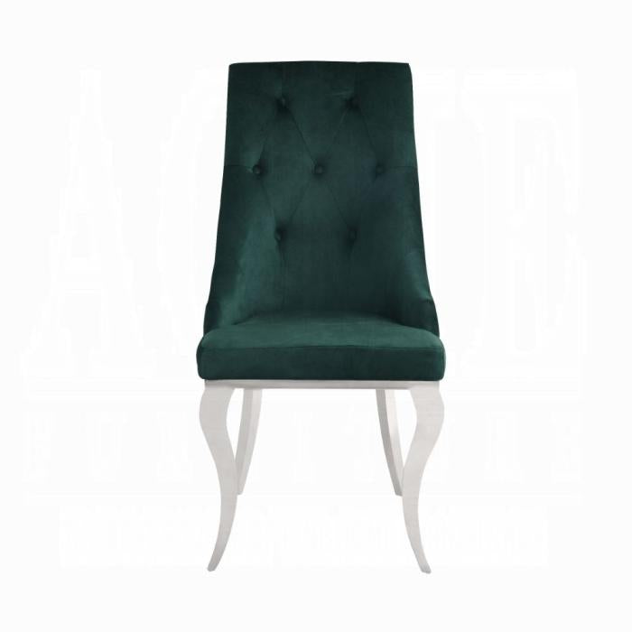 Dekel Green Fabric & Stainless Steel Side Chair - Ace Furniture and Decor