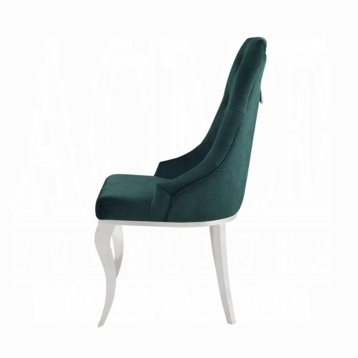 Dekel Green Fabric & Stainless Steel Side Chair - Ace Furniture and Decor