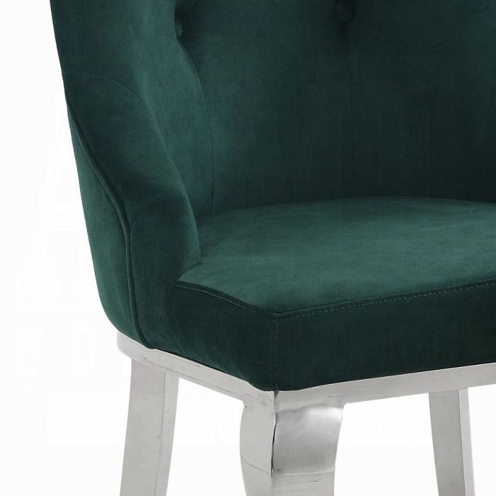 Dekel Green Fabric & Stainless Steel Side Chair - Ace Furniture and Decor