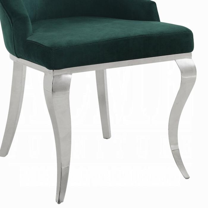 Dekel Green Fabric & Stainless Steel Side Chair - Ace Furniture and Decor