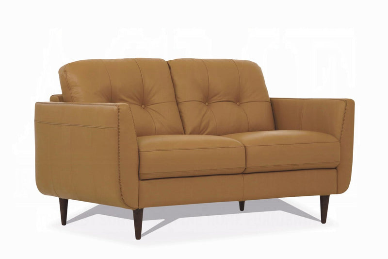 Radwan Camel Leather Loveseat - Ace Furniture and Decor