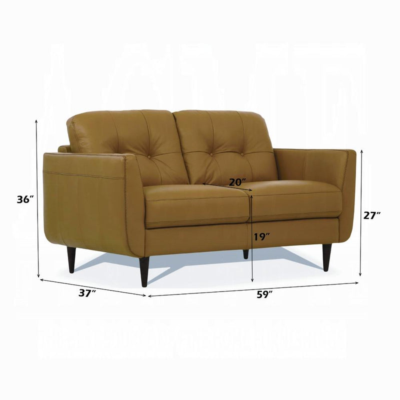 Radwan Camel Leather Loveseat - Ace Furniture and Decor